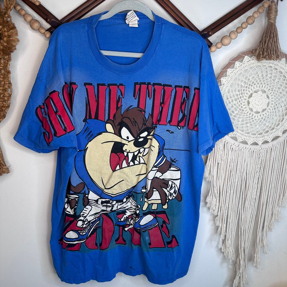 Vintage Looney Tunes Taz Tasmanian Devil 1998 Football Graphic T